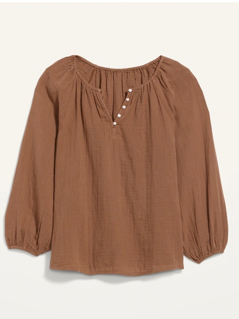 Old Navy Shirred Double-Weave Blouse Brown Size Medium NWT